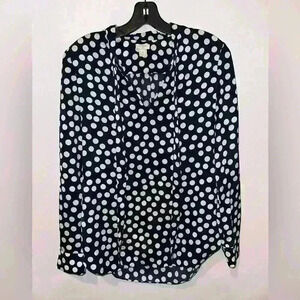 J.Crew Polka Dot Long Sleeve tie neck Blouse size extra small preppy